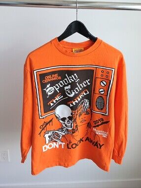 Online Ceramics Spookytober 2019 Long Sleeve Tee M Orange Haunted Wagon Horror